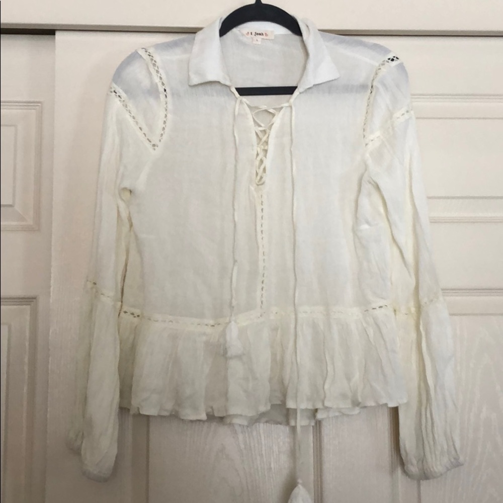 Cream long sleeve shirt